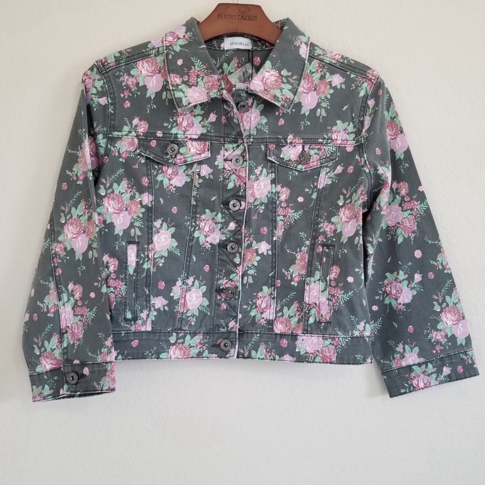 NWT Motivi Floral Denim Jacket | 10